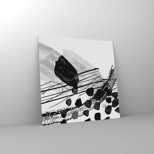 Glasbild - Bild auf glas - Organische Schwarz-Weiß-Abstraktion - 50x50 cm