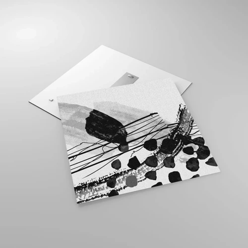 Glasbild - Bild auf glas - Organische Schwarz-Weiß-Abstraktion - 60x60 cm