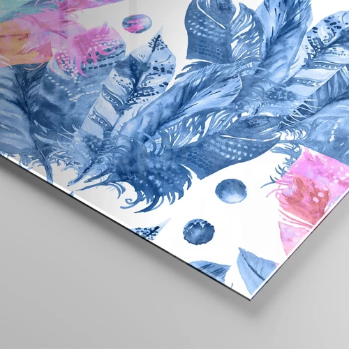 Glasbild - Bild auf glas - Pflaumen in Pink und Blau - 160x50 cm