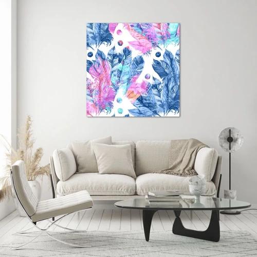 Glasbild - Bild auf glas - Pflaumen in Pink und Blau - 70x70 cm