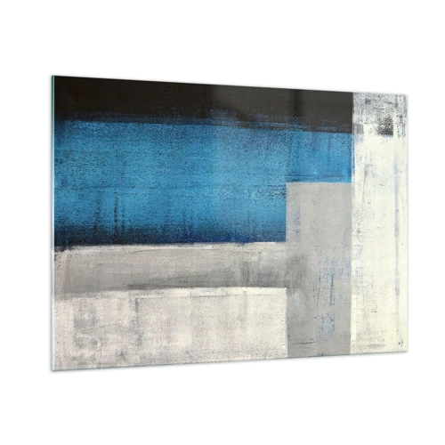 Glasbild - Bild auf glas - Poetische Komposition aus Grau und Blau - 100x70 cm