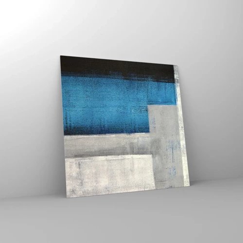 Glasbild - Bild auf glas - Poetische Komposition aus Grau und Blau - 30x30 cm