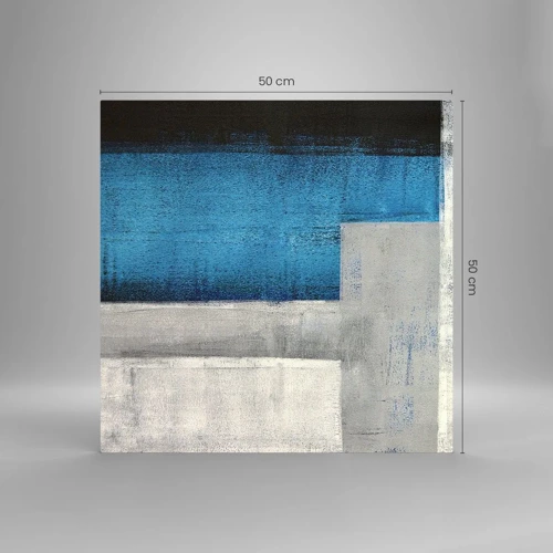 Glasbild - Bild auf glas - Poetische Komposition aus Grau und Blau - 50x50 cm