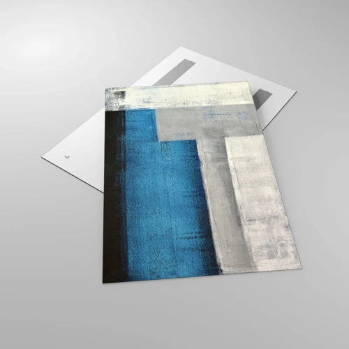 Glasbild - Bild auf glas - Poetische Komposition aus Grau und Blau - 80x120 cm
