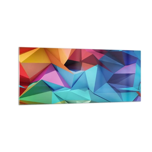 Glasbild - Bild auf glas - Regenbogen-Origami - 100x40 cm