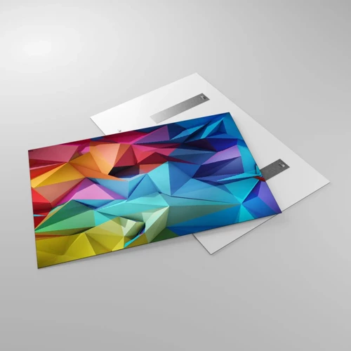 Glasbild - Bild auf glas - Regenbogen-Origami - 120x80 cm