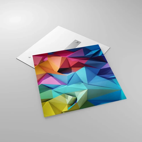 Glasbild - Bild auf glas - Regenbogen-Origami - 70x70 cm