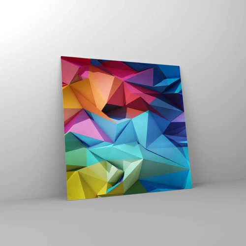 Glasbild - Bild auf glas - Regenbogen-Origami - 70x70 cm