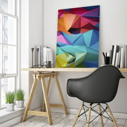 Glasbild - Bild auf glas - Regenbogen-Origami - 80x120 cm