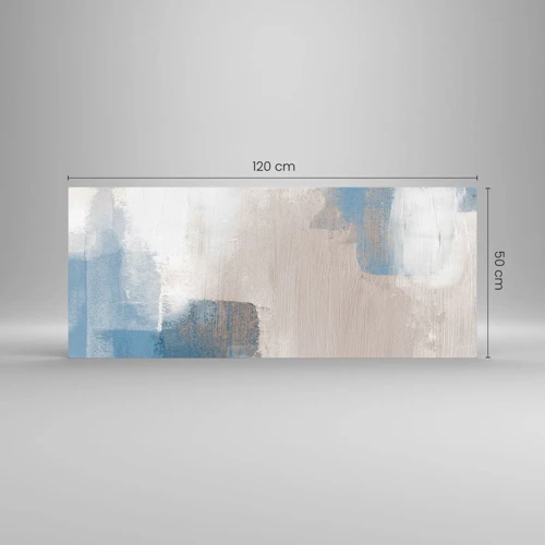 Glasbild - Bild auf glas - Rosa Abstraktion hinter einem blauen Vorhang - 120x50 cm