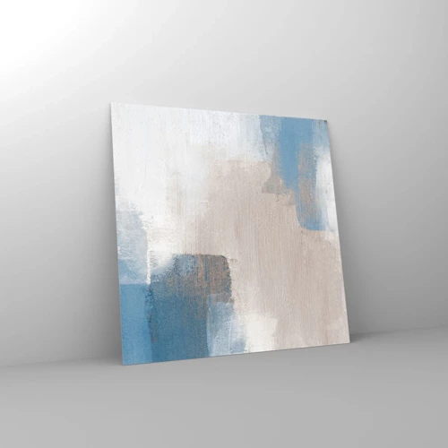 Glasbild - Bild auf glas - Rosa Abstraktion hinter einem blauen Vorhang - 30x30 cm