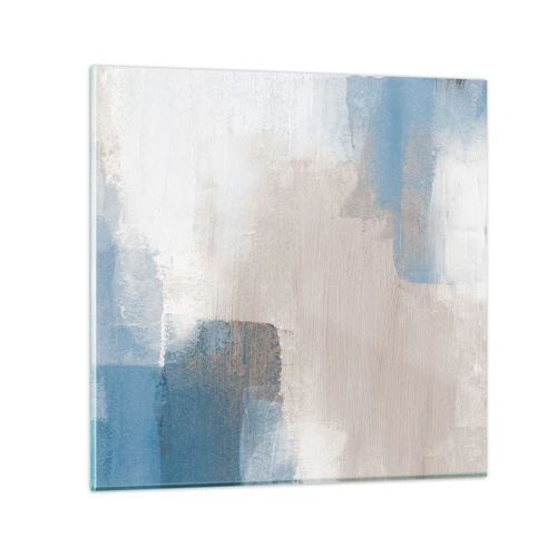 Glasbild - Bild auf glas - Rosa Abstraktion hinter einem blauen Vorhang - 60x60 cm