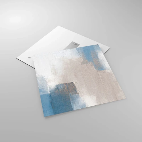 Glasbild - Bild auf glas - Rosa Abstraktion hinter einem blauen Vorhang - 60x60 cm
