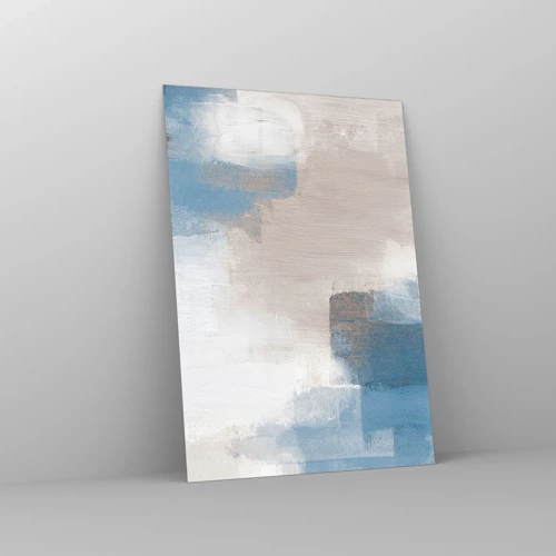 Glasbild - Bild auf glas - Rosa Abstraktion hinter einem blauen Vorhang - 70x100 cm