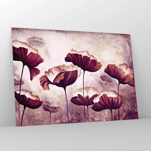 Glasbild - Bild auf glas - Rotes und weißes Blütenblatt - 100x70 cm