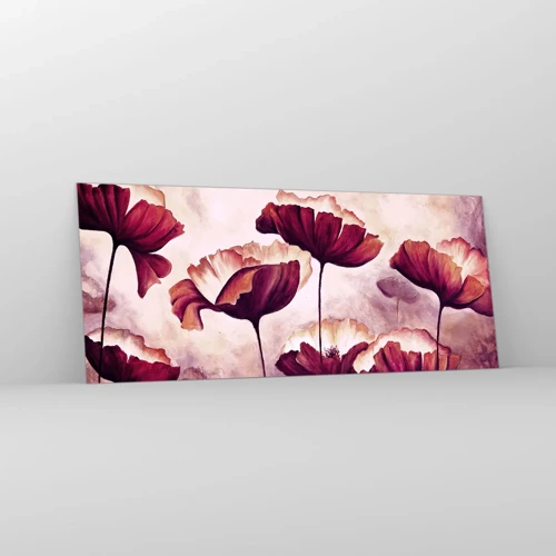 Glasbild - Bild auf glas - Rotes und weißes Blütenblatt - 120x50 cm