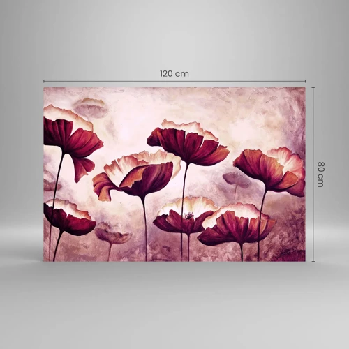 Glasbild - Bild auf glas - Rotes und weißes Blütenblatt - 120x80 cm