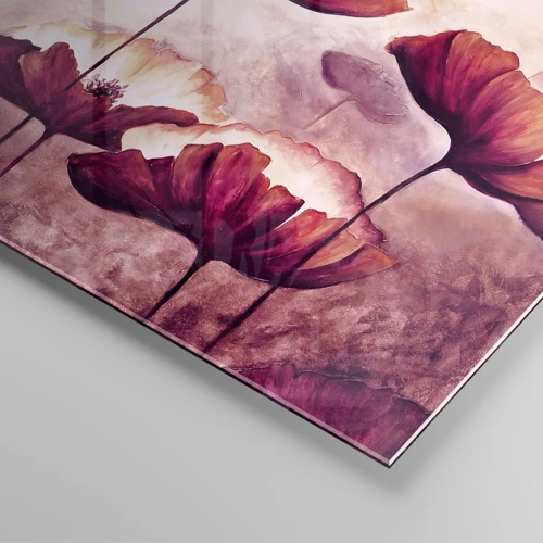 Glasbild - Bild auf glas - Rotes und weißes Blütenblatt - 140x50 cm
