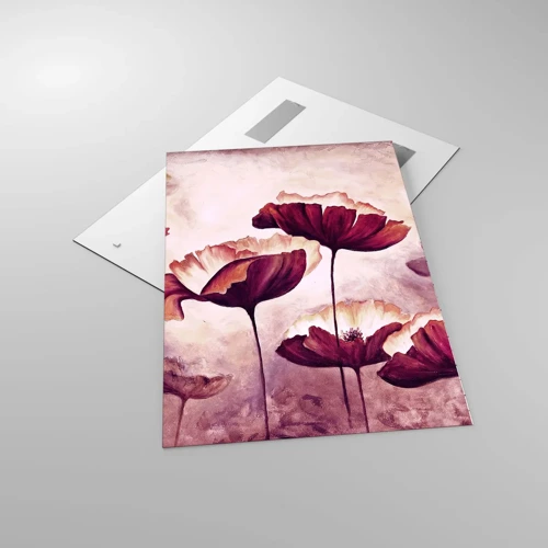 Glasbild - Bild auf glas - Rotes und weißes Blütenblatt - 70x100 cm