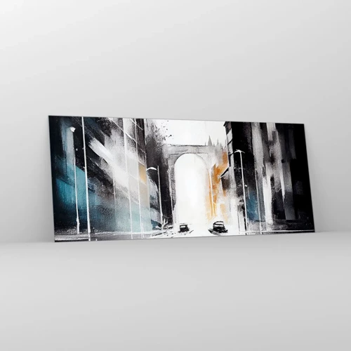 Glasbild - Bild auf glas - Stadtstudie: Architektur und Bewegung - 120x50 cm