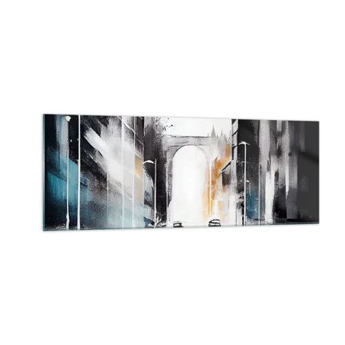 Glasbild - Bild auf glas - Stadtstudie: Architektur und Bewegung - 140x50 cm