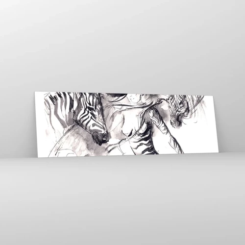 Glasbild - Bild auf glas - Tanzen mit den Zebras - 160x50 cm