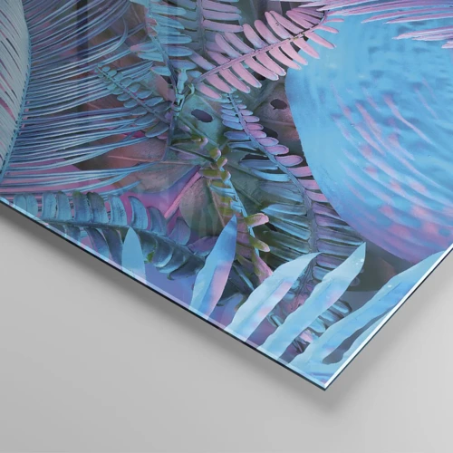 Glasbild - Bild auf glas - Tropen in Rosa und Blau - 120x80 cm