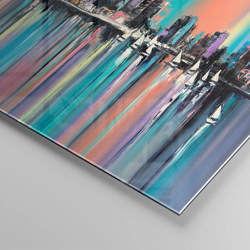 Glasbild - Bild auf glas - Um das Licht der Nacht herunterzufallen - 140x50 cm