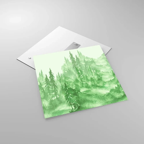 Glasbild - Bild auf glas - Verschwommen mit grünem Nebel - 60x60 cm