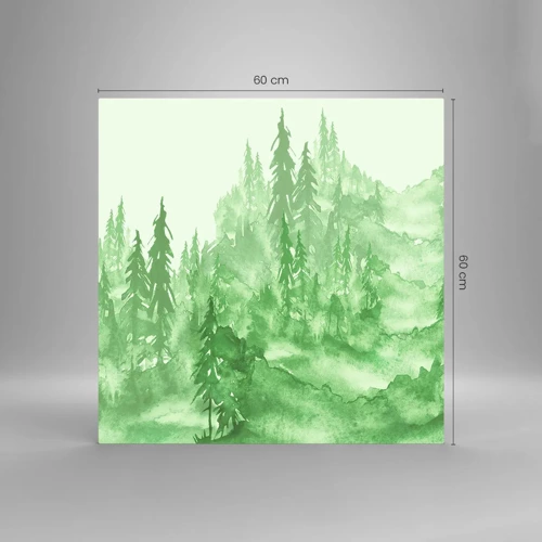 Glasbild - Bild auf glas - Verschwommen mit grünem Nebel - 60x60 cm
