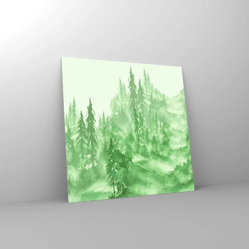 Glasbild - Bild auf glas - Verschwommen mit grünem Nebel - 70x70 cm