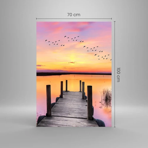 Glasbild - Bild auf glas - Violette stille Morgendämmerung - 70x100 cm