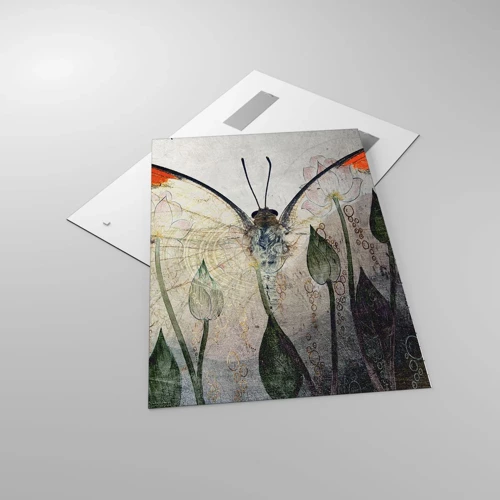 Glasbild - Bild auf glas - Wo schwingt der Schmetterling im Gras - 70x100 cm