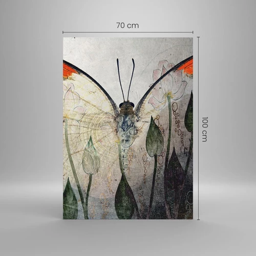 Glasbild - Bild auf glas - Wo schwingt der Schmetterling im Gras - 70x100 cm