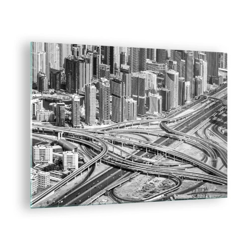 Glasbild, Bilder auf glas Arttor 70x50 cm - Dubai - die unmögliche Stadt - Stadt, Die Architektur, Metropole, Schwarz Und Weiß, Dubai, Ins Wohnzimmer, Für Schlafzimmer, Weiß, Schwarz, Horizontal, Glas, GAA70x50-5065