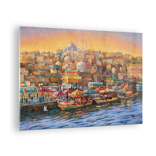 Glasbild, Bilder auf glas Arttor 70x50 cm - Istanbuler Geschichte - Die Architektur, Stadt, Istanbul, Truthahn, Hafen, Ins Wohnzimmer, Für Schlafzimmer, Weiß, Braun, Horizontal, Glas, GAA70x50-4987