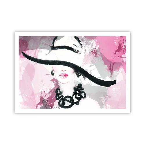 Poster - Bildnis einer Dame in Schwarz und Pink - 100x70 cm