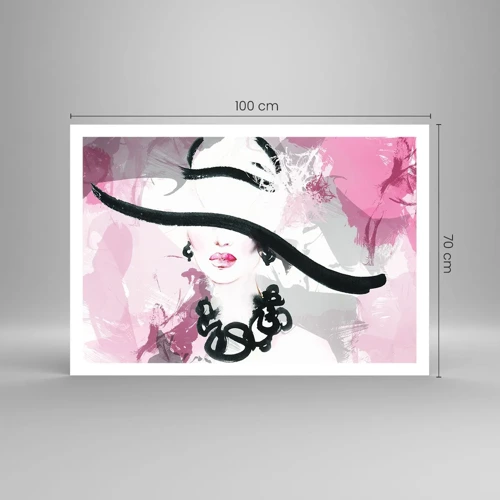 Poster - Bildnis einer Dame in Schwarz und Pink - 100x70 cm