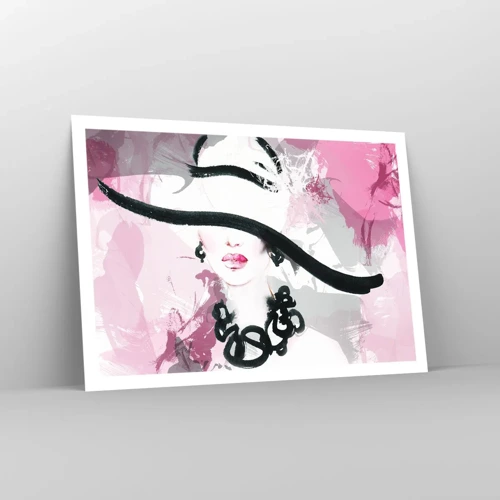 Poster - Bildnis einer Dame in Schwarz und Pink - 100x70 cm