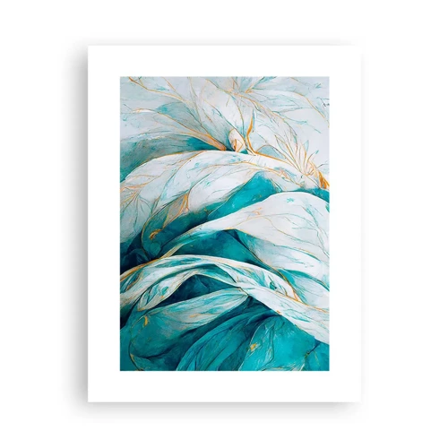 Poster - Blaue Abstraktion mit goldenem Motiv - 30x40 cm