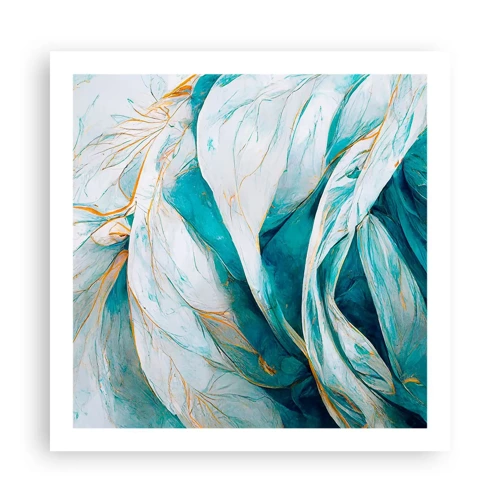 Poster - Blaue Abstraktion mit goldenem Motiv - 60x60 cm