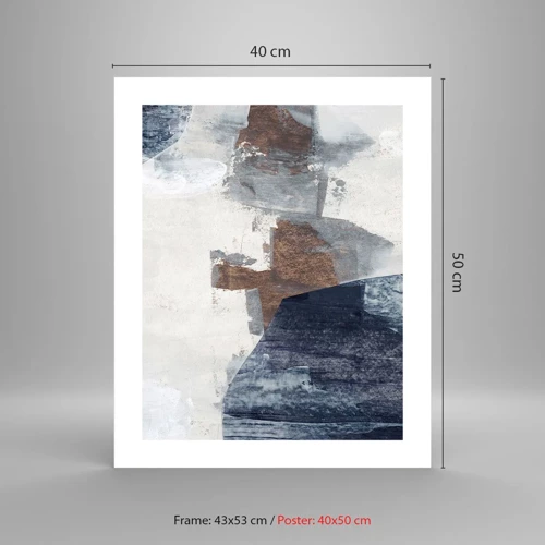 Poster - Blaue und braune Formen - 40x50 cm