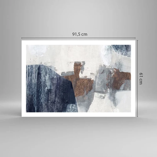 Poster - Blaue und braune Formen - 91x61 cm