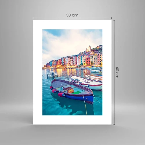 Poster - Bunter Abend im Hafen - 30x40 cm