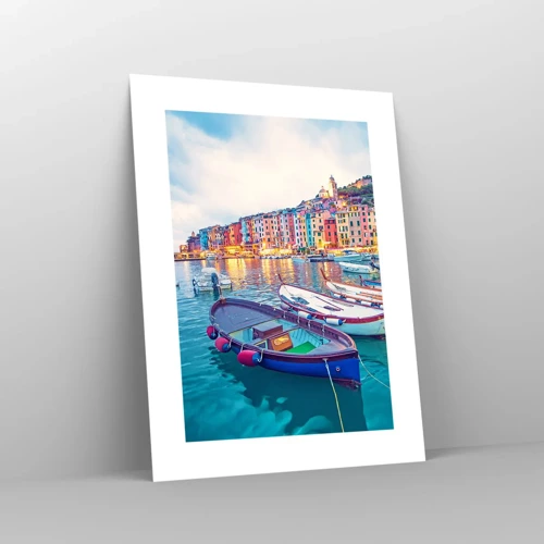 Poster - Bunter Abend im Hafen - 30x40 cm