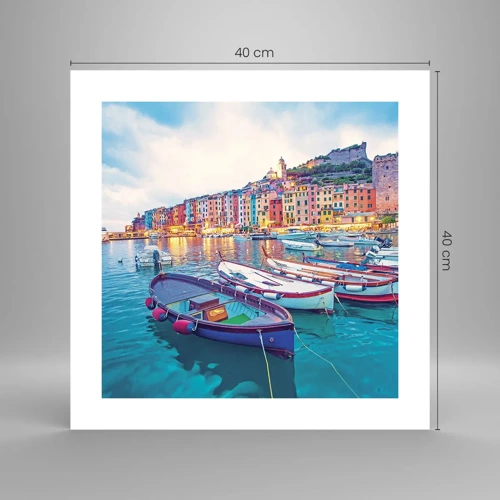 Poster - Bunter Abend im Hafen - 40x40 cm