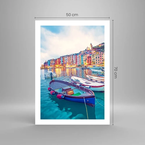 Poster - Bunter Abend im Hafen - 50x70 cm