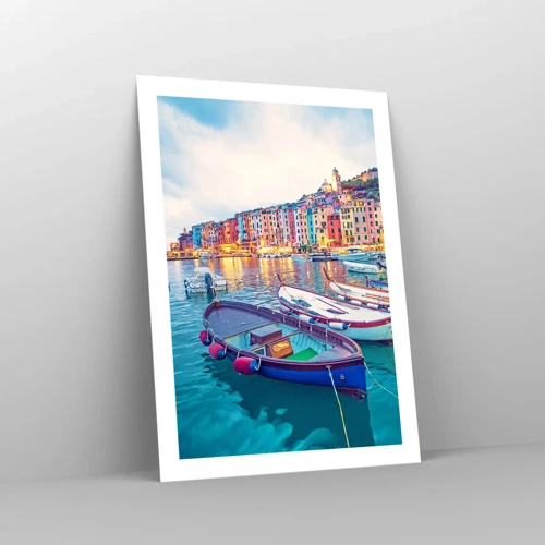 Poster - Bunter Abend im Hafen - 50x70 cm