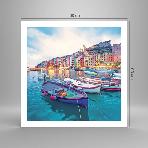 Poster - Bunter Abend im Hafen - 60x60 cm