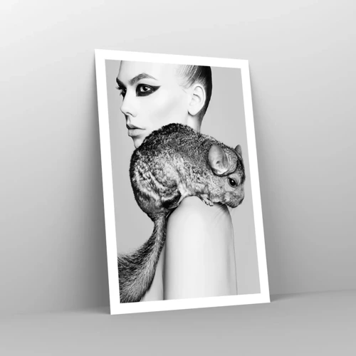 Poster - Dame mit einem Chinchilla - 61x91 cm